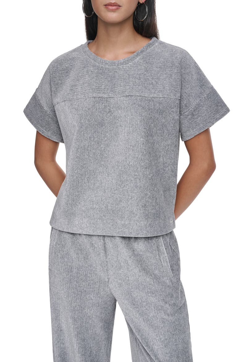 Metallic Velvet T-Shirt, Main, color, FEATHER HE