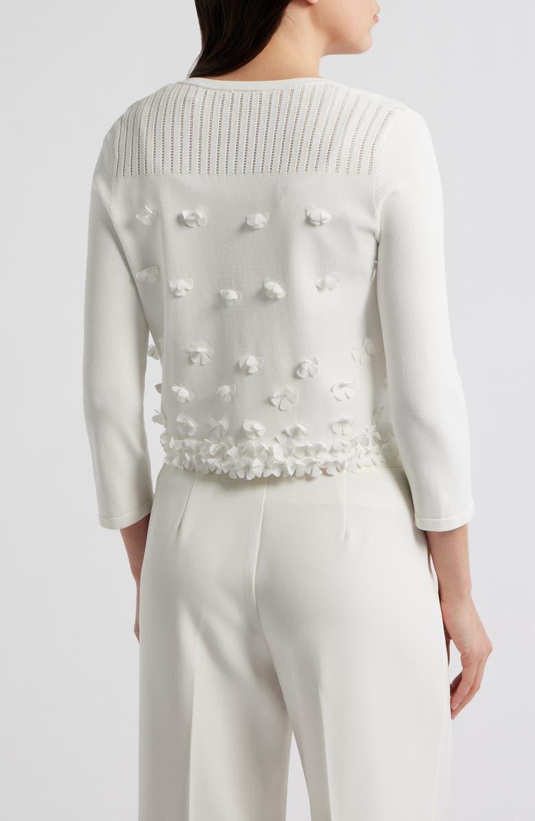 Elie Tahari Alana Floral Appliqué Cardigan, Alternate, color, Sky White