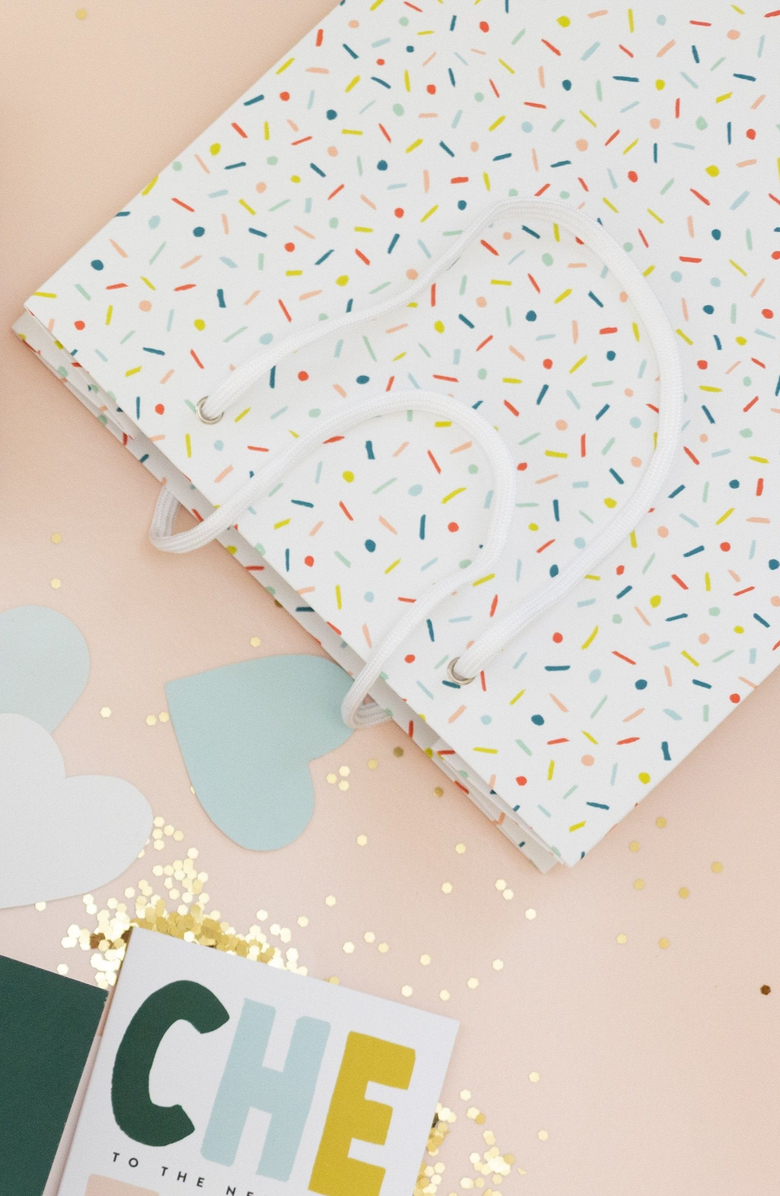 Joy Paper Co. Confetti Celebration Gift Bag Set of 3, Alternate, color, White / Multicolor