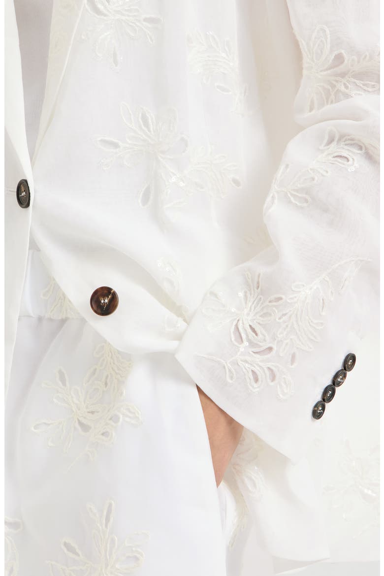 Cotton organza blazer with dazzling broderie anglaise with monili, Alternate, color, White