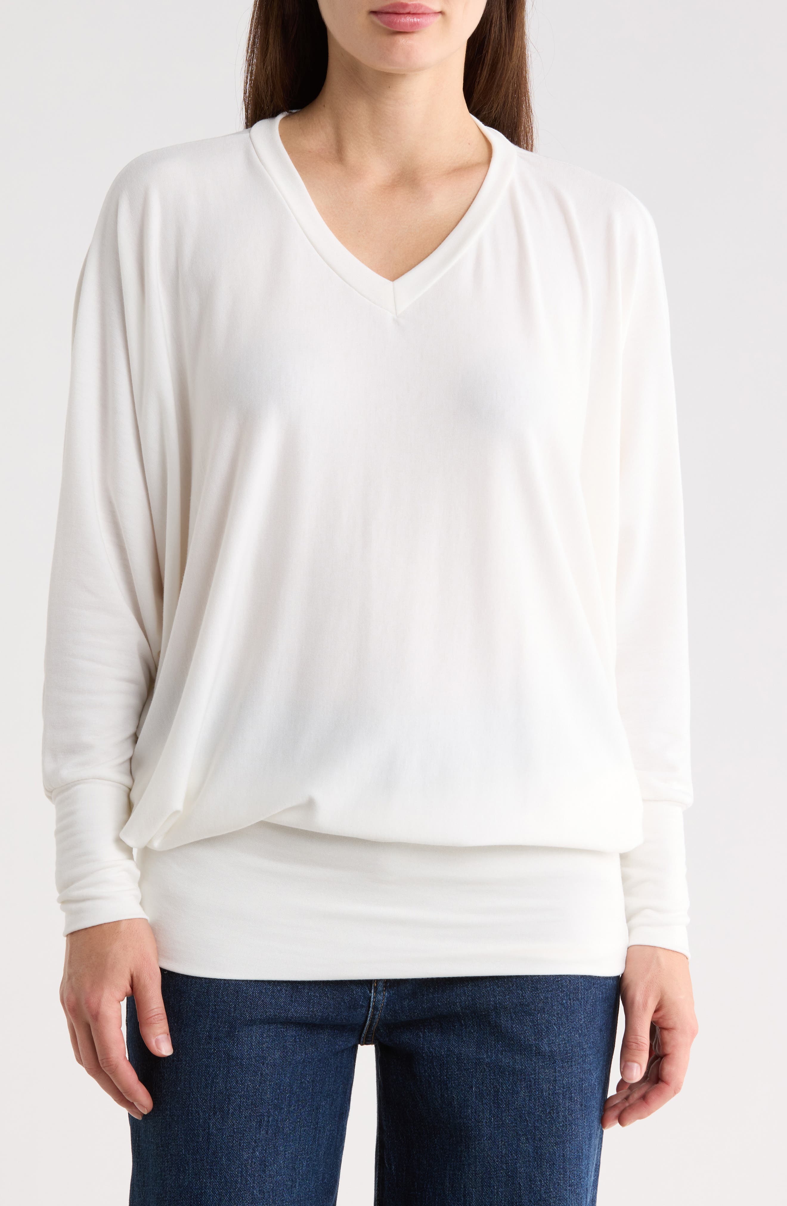 GO COUTURE V-Neck Dolman Tunic Sweater