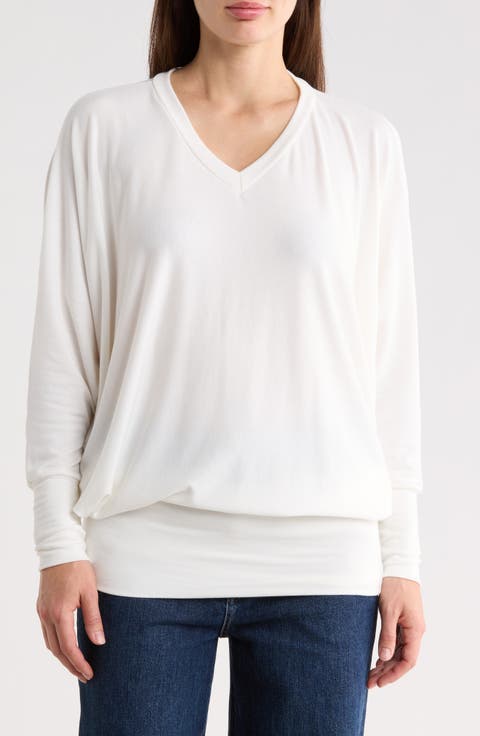 V-Neck Dolman Tunic Sweater