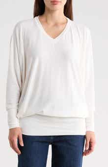 GO COUTURE V-Neck Dolman Tunic Sweater