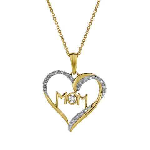 Infinity Heart Mom Diamond Pendant Necklace in 10K Yellow Gold
