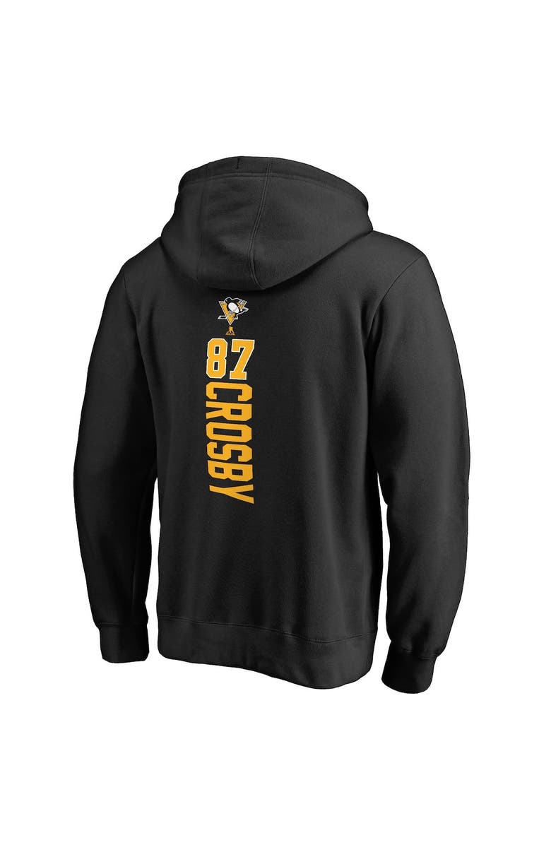 FANATICS Men's Fanatics Branded Sidney Crosby Black Pittsburgh Penguins 2017 Stanley Cup Champions Extra Backer Long Sleeve Hooded T-Shirt, Alternate, color,