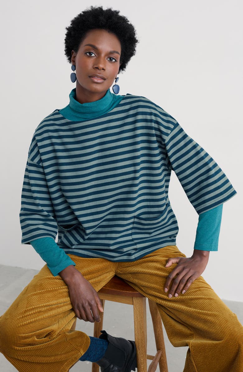 Seasalt Cornwall Buryan Stripe Organic Cotton T-Shirt, Alternate, color, Mini Cornish Lichen