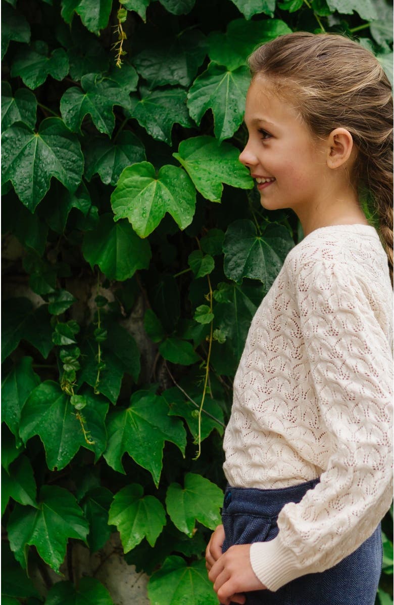 Hope & Henry Girls' Balloon Sleeve Pointelle Sweater, Kids, Alternate, color, 