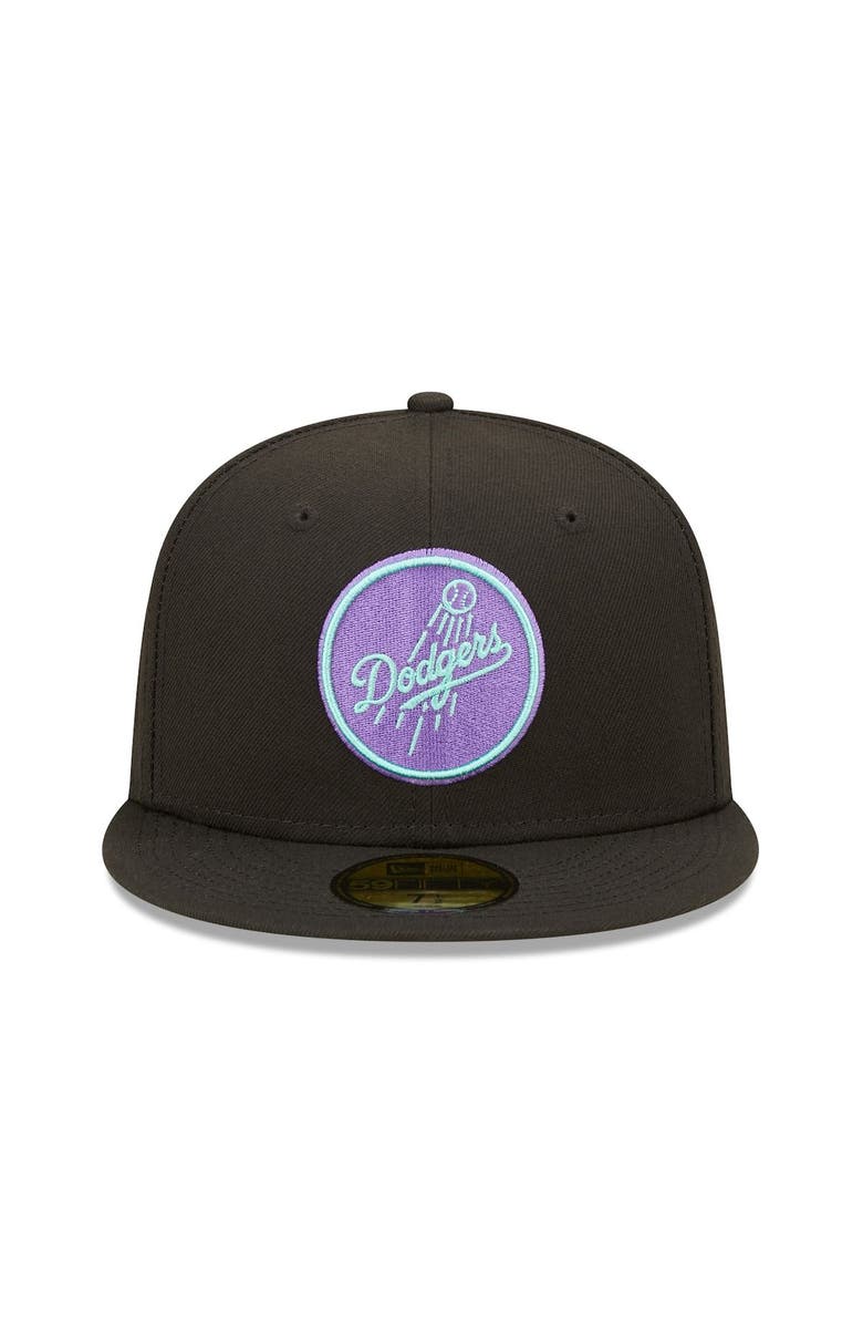 New Era Men's New Era Black Los Angeles Dodgers 40th Anniversary Black Light 59FIFTY Fitted Hat, Alternate, color, 