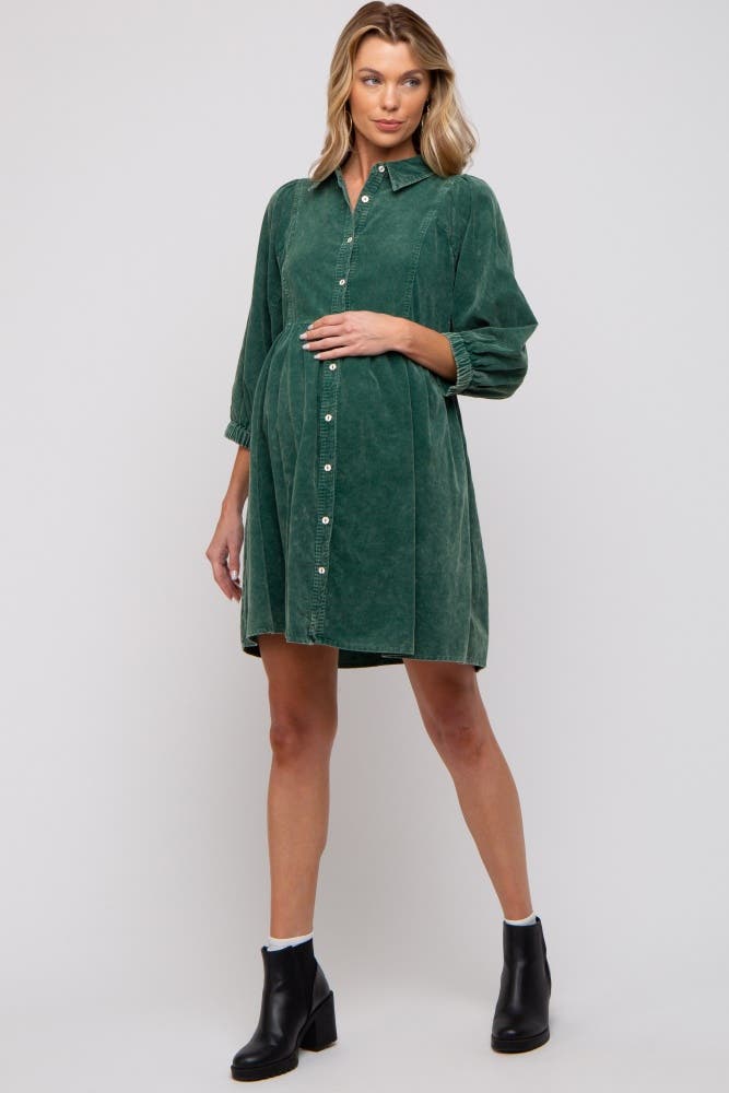 Corduroy Button Down Collared Dress - image 2