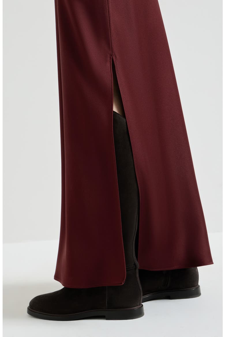 Satin cady fluid bias-cut skirt, Alternate, color, Wine