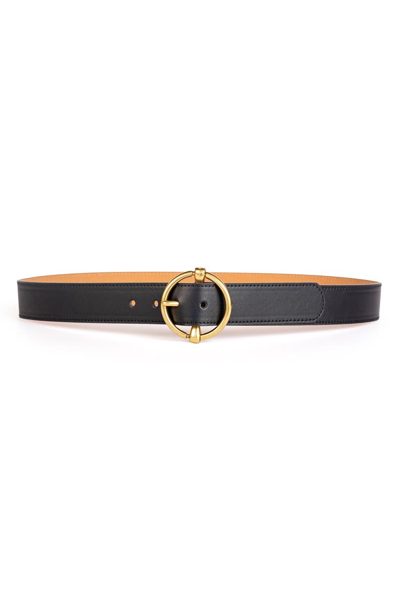 Linea Pelle Notch Center Bar Belt, Main, color, Black