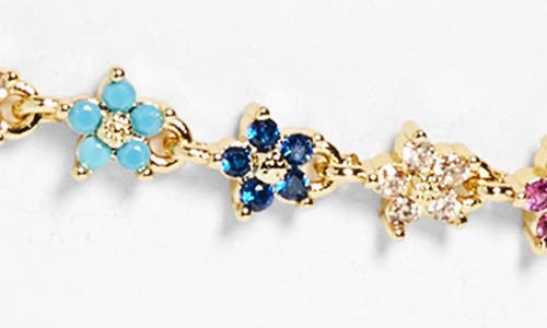 Vidakush Rainbow Twinkle Cubic Zirconia Flower Anklet In Gold