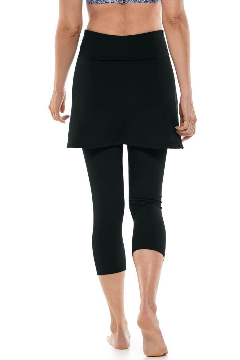 Kahula Skirted Swim Capris, UPF 50+ Sun Protection, Alternate, color, Black