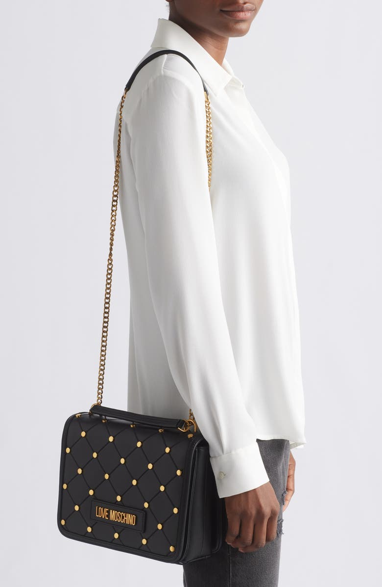 Love Moschino Studded Quilted Shoulder Bag, Alternate, color,