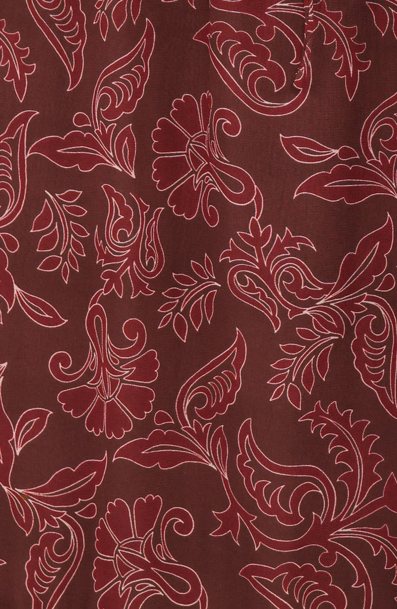 Petal & Pup Keziah Long Sleeve Off the Shoulder Dress, Alternate, color, Burgundy Paisley