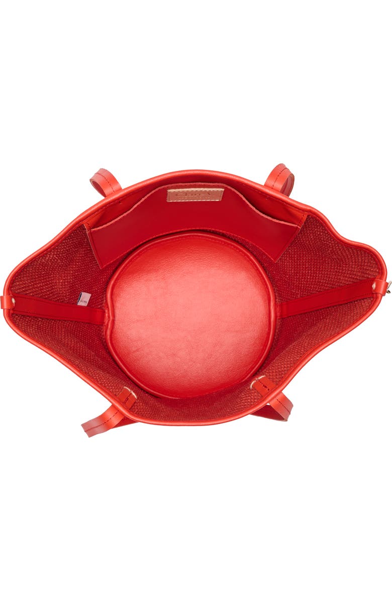 Clare V. Choupette Diamond Perforated Leather Tote, Alternate, color, Bright Poppy