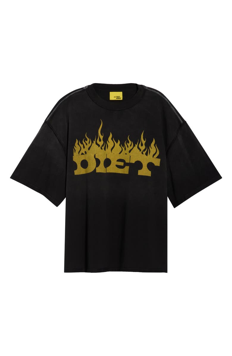 DIET STARTS MONDAY Oversize Flame Logo Graphic T-Shirt, Alternate, color, Vintage Black