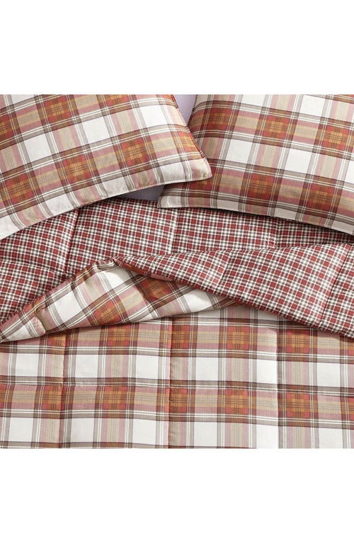 Eddie Bauer Edgewood Plaid Reversible Comforter & Sham Set In Red