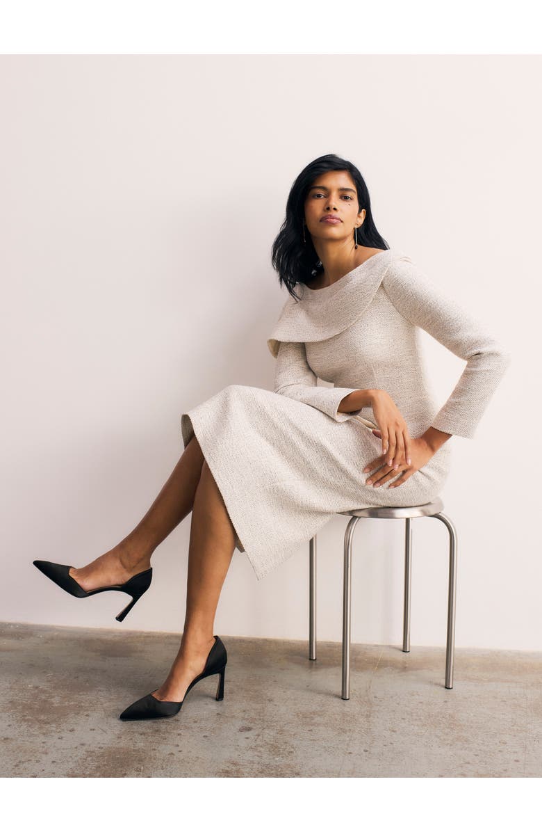 The Fold Palmerston Tweed Dress, Alternate, color, Ivory