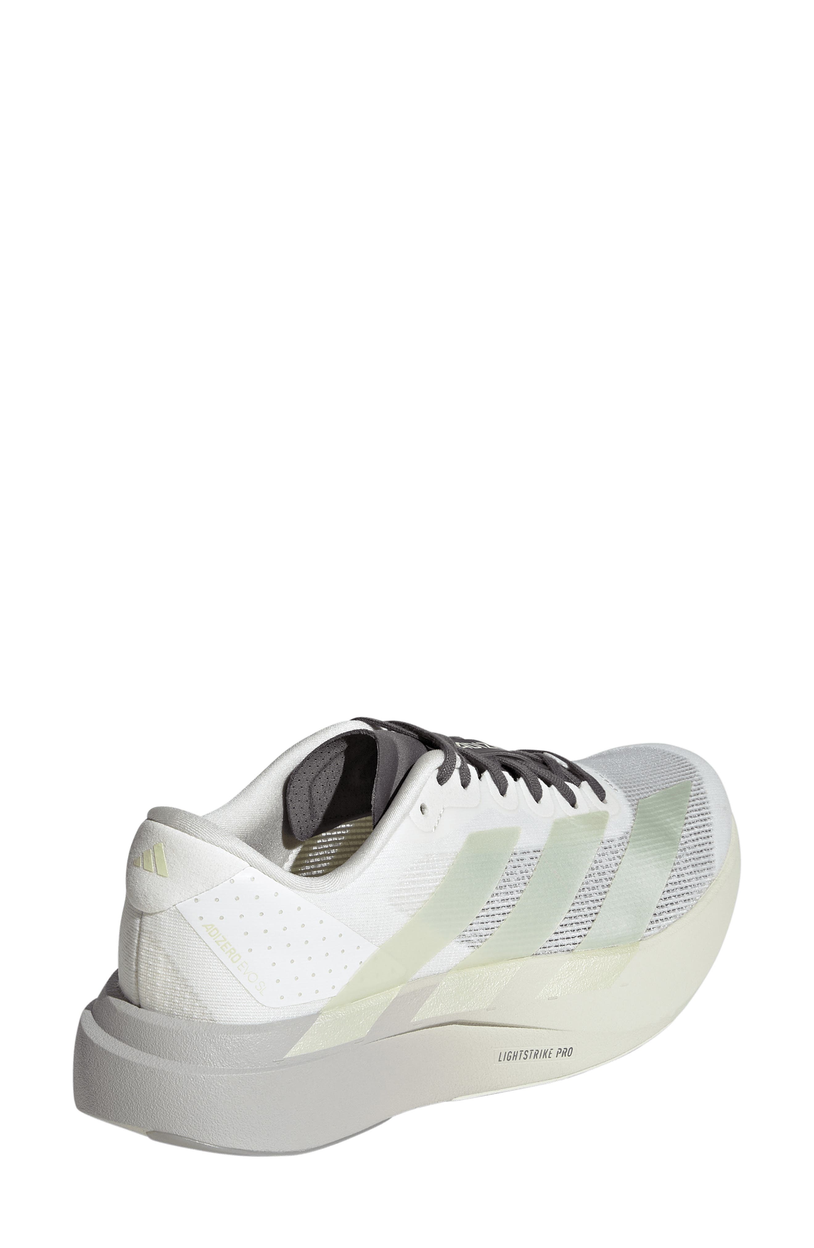 Adizero EVO SL Running Shoe, Alternate, color, OFF WHITE/ ICE GOLD/ GRANITE