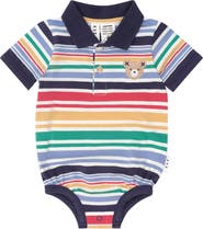 Huxbaby Rainbow Stripe Polo Romper
