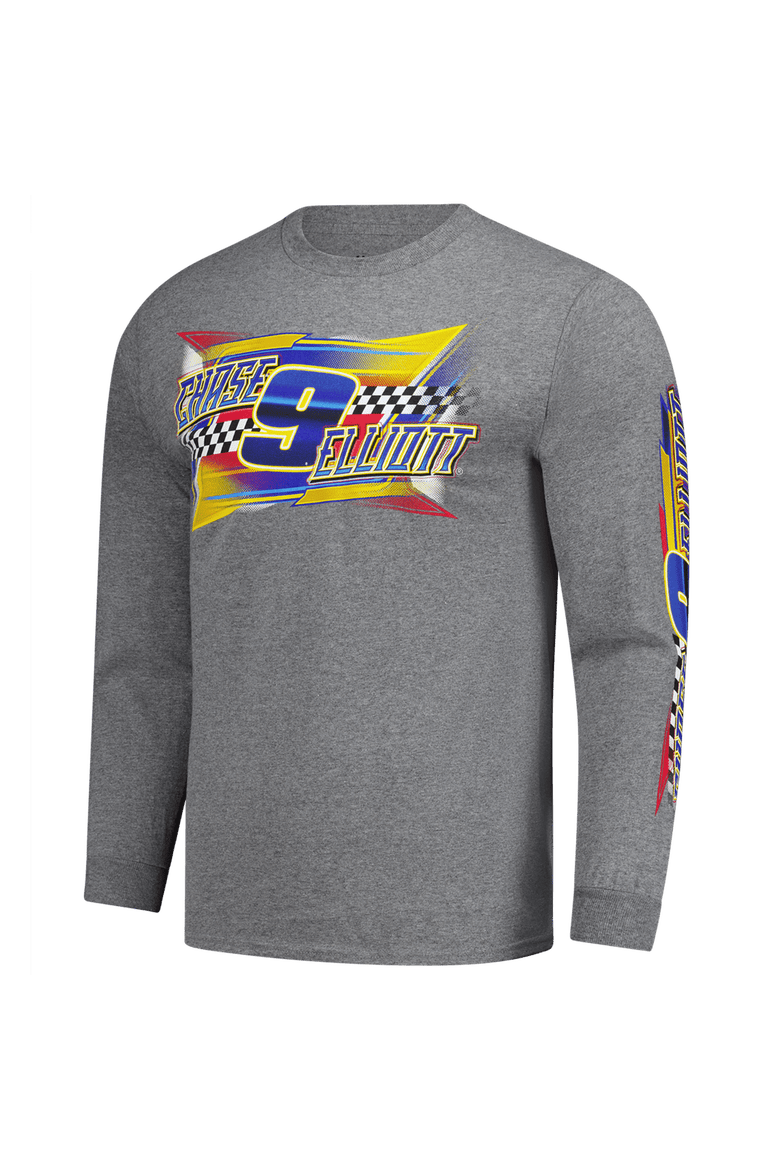 Men's Classic Ink Heather Charcoal Chase Elliott Long Sleeve T-Shirt, Alternate, color, Heather Charcoal