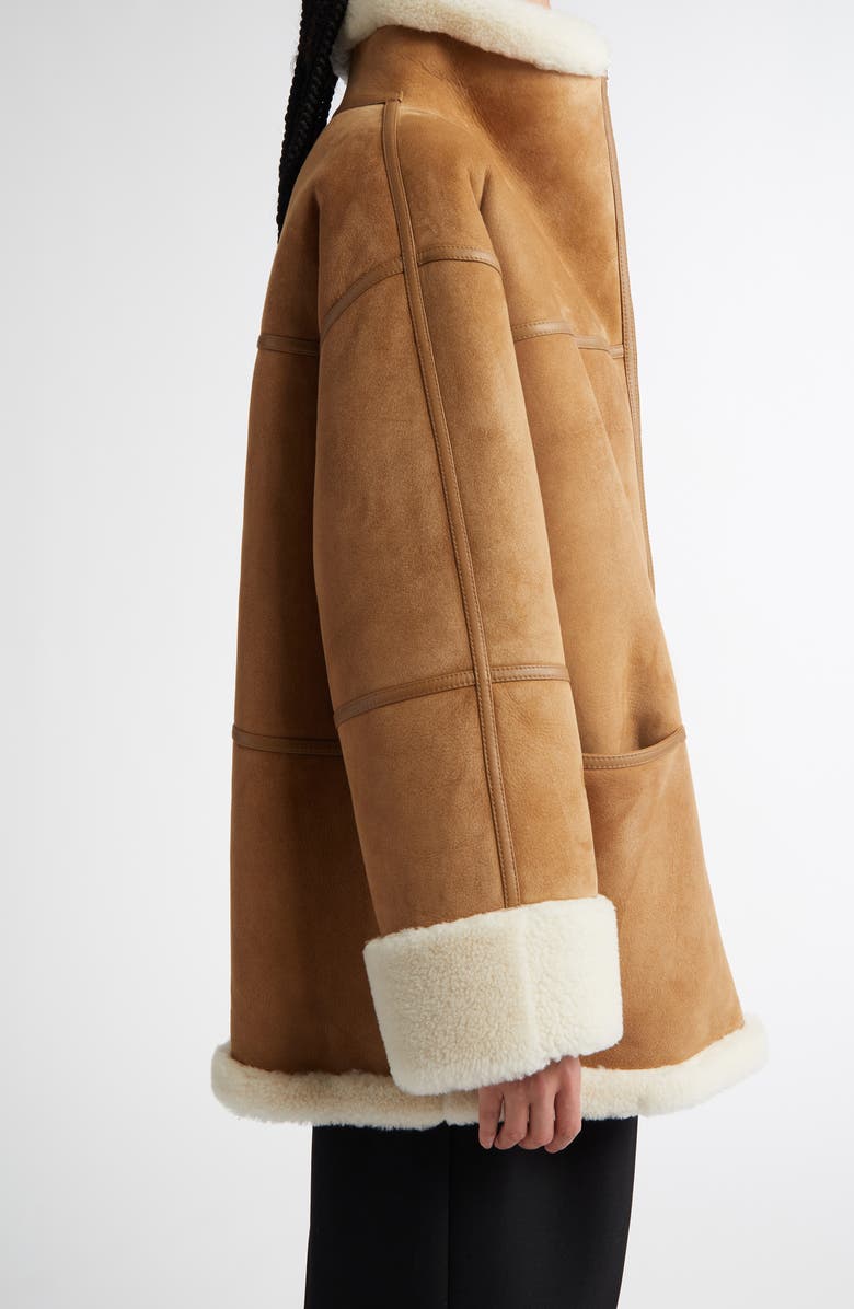 TOTEME Signature Genuine Shearling Jacket, Alternate, color, Biscuit