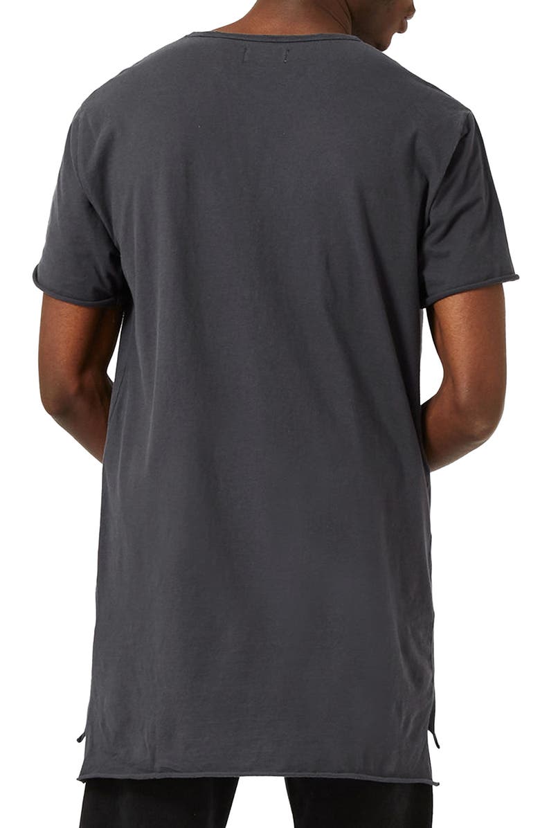 Topman Distressed Longline T-Shirt, Alternate, color, 