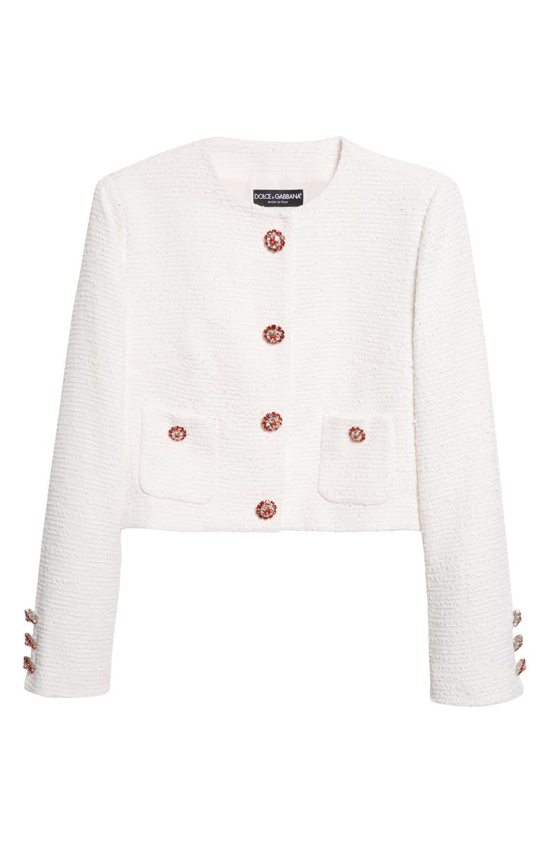 Dolce&Gabbana Cotton Blend Raschel Tweed Jacket, Main, color, W0001 Bianco Naturale
