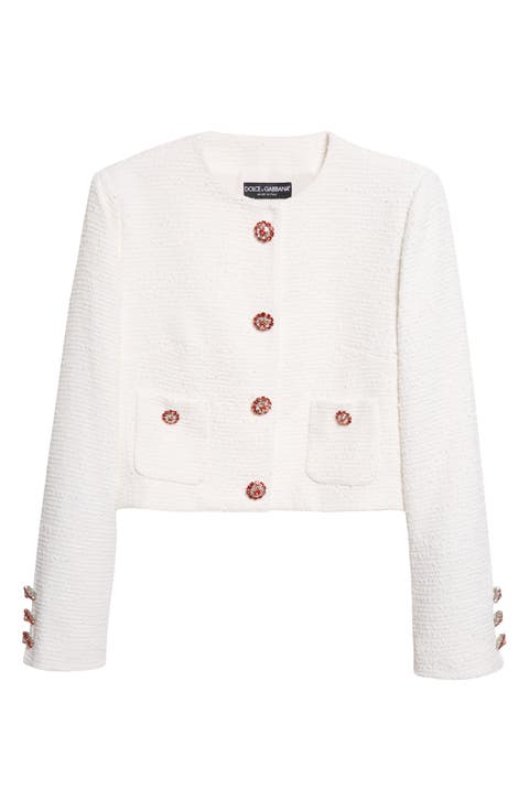 Cotton Blend Raschel Tweed Jacket