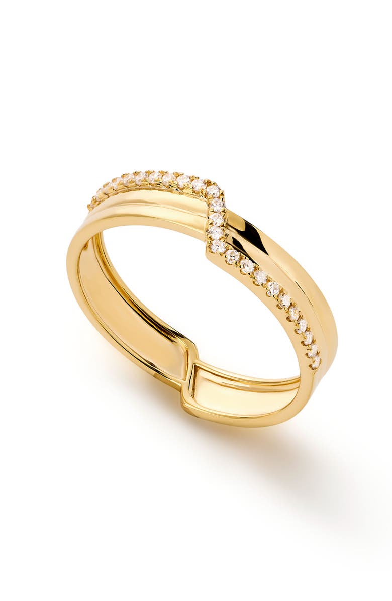 Ana Luisa Solid Yellow Gold - Triple Diamond Elevate Ring, Main, color, Gold