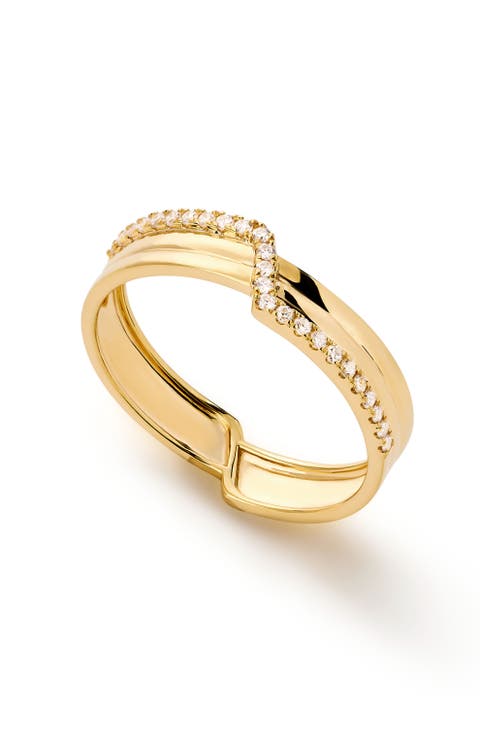 Solid Yellow Gold - Triple Diamond Elevate Ring
