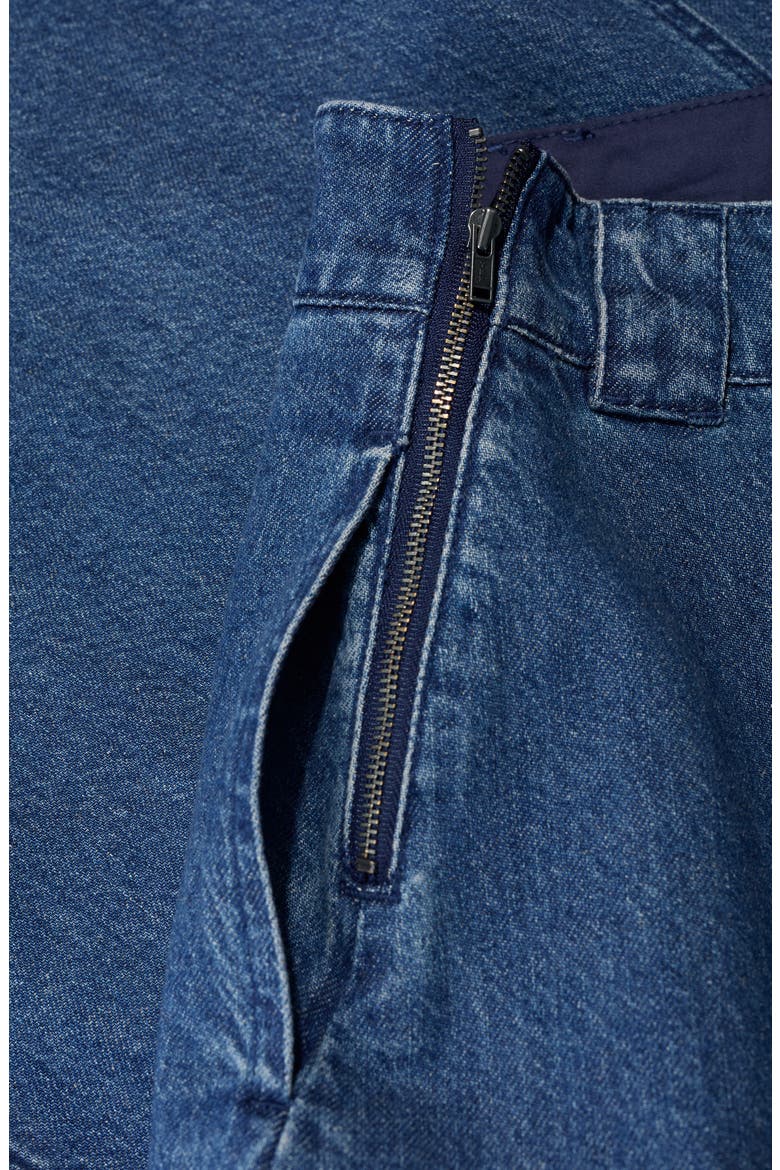 Restharrow Cotton & Linen A-Line Denim Skirt, Alternate, color, MID WASH