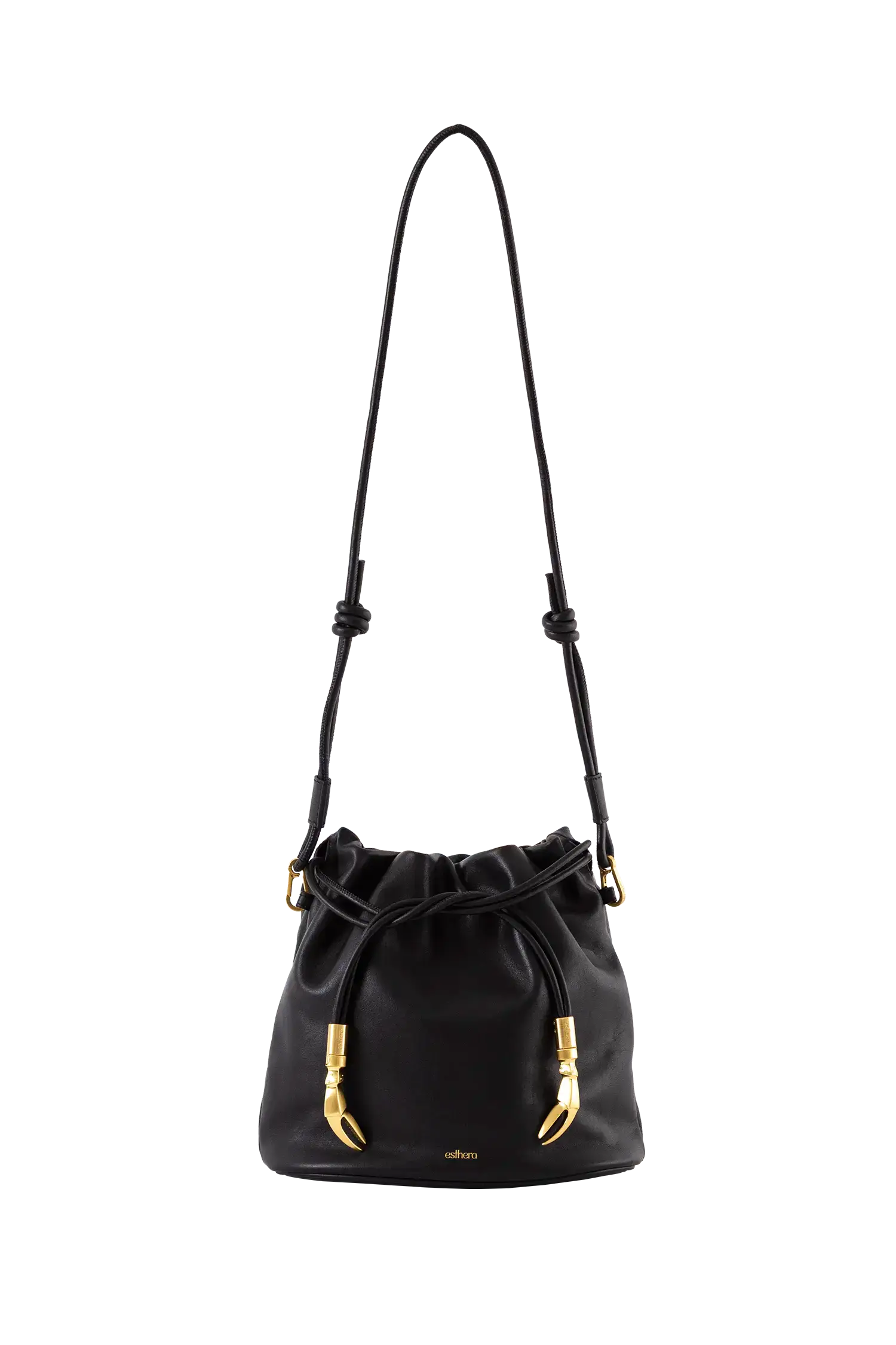 Leather Pouch Bag with Crab Claw, Alternate, color, Black