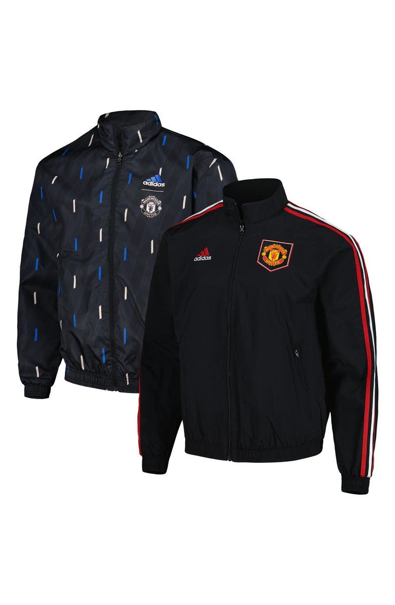 adidas Men's adidas Black Manchester United 2022/23 On-Field Team Logo Anthem Reversible Full-Zip Jacket, Main, color, Black