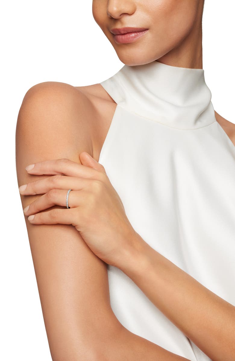 David Yurman DY Eden Partway Band Ring in Platinum with Pavé Diamonds, Alternate, color,