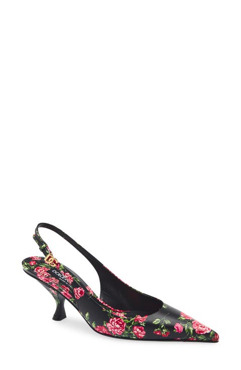 Lollo Rose Print Kitten Heel Slingback Pump (Women)