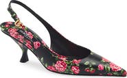 Dolce&Gabbana Lollo Rose Print Kitten Heel Slingback Pump