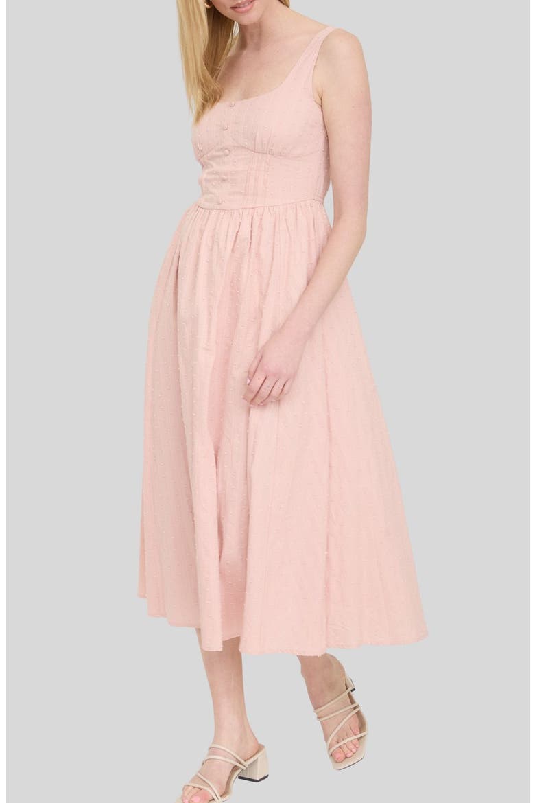 Swiss Dot Corset Midi Dress, Alternate, color, BLUSH