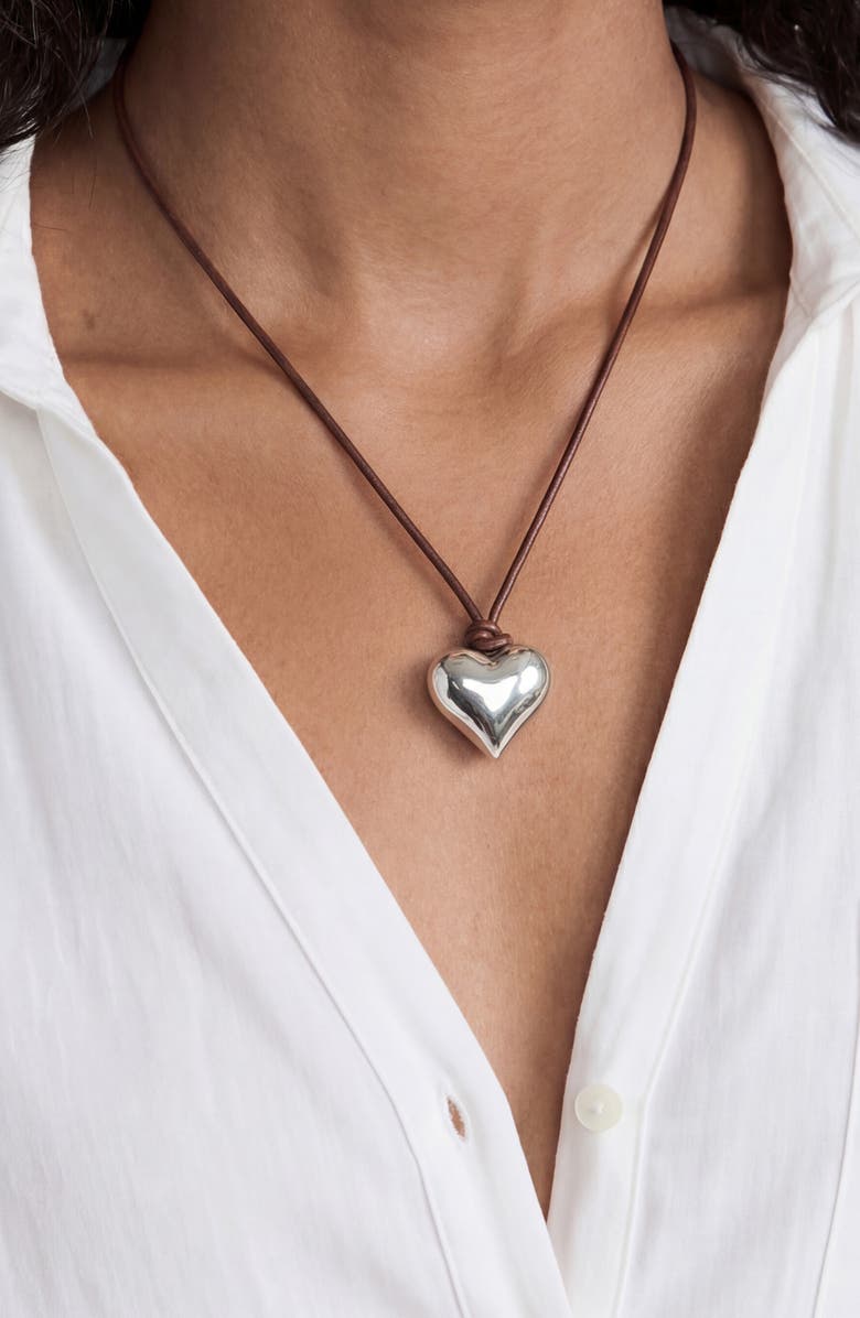 Ettika Puffy Heart Pendant Necklace, Alternate, color, Chocolate
