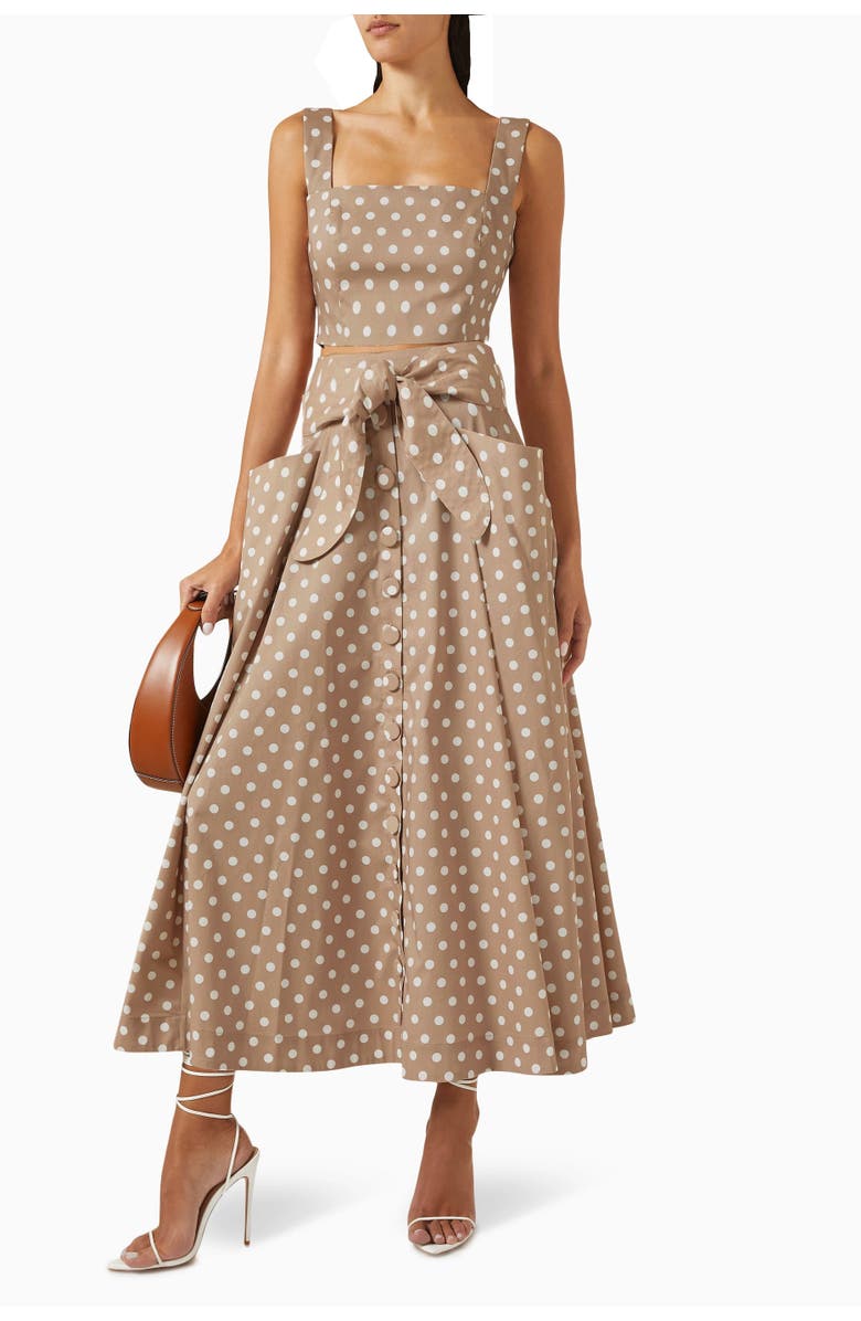 NO PISE LA GRAMA Mariana Maxi Skirt, Alternate, color, Khaki Polka Dots