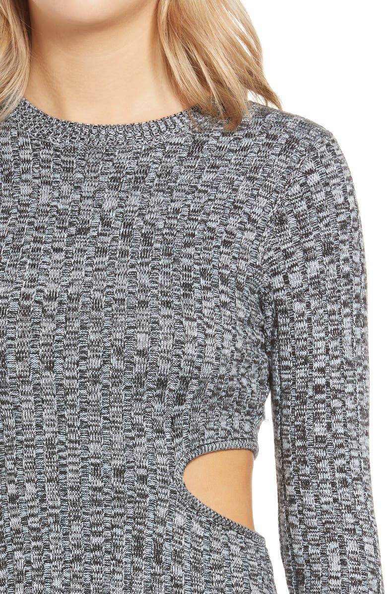 AFRM Dove Cutout Long Sleeve Ribbed Sweater Dress, Alternate, color, 