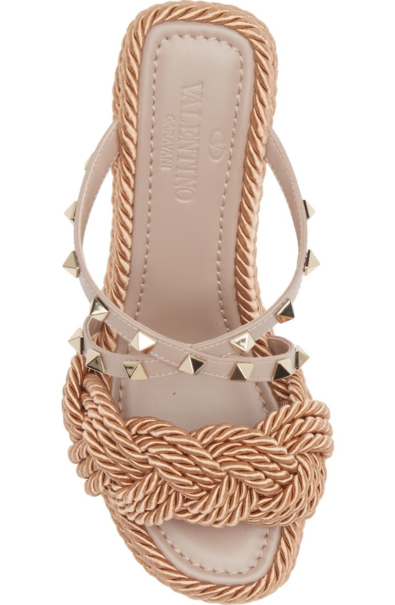 Valentino Garavani Rockstud Torchon Espadrille Wedge Sandal, Alternate, color,
