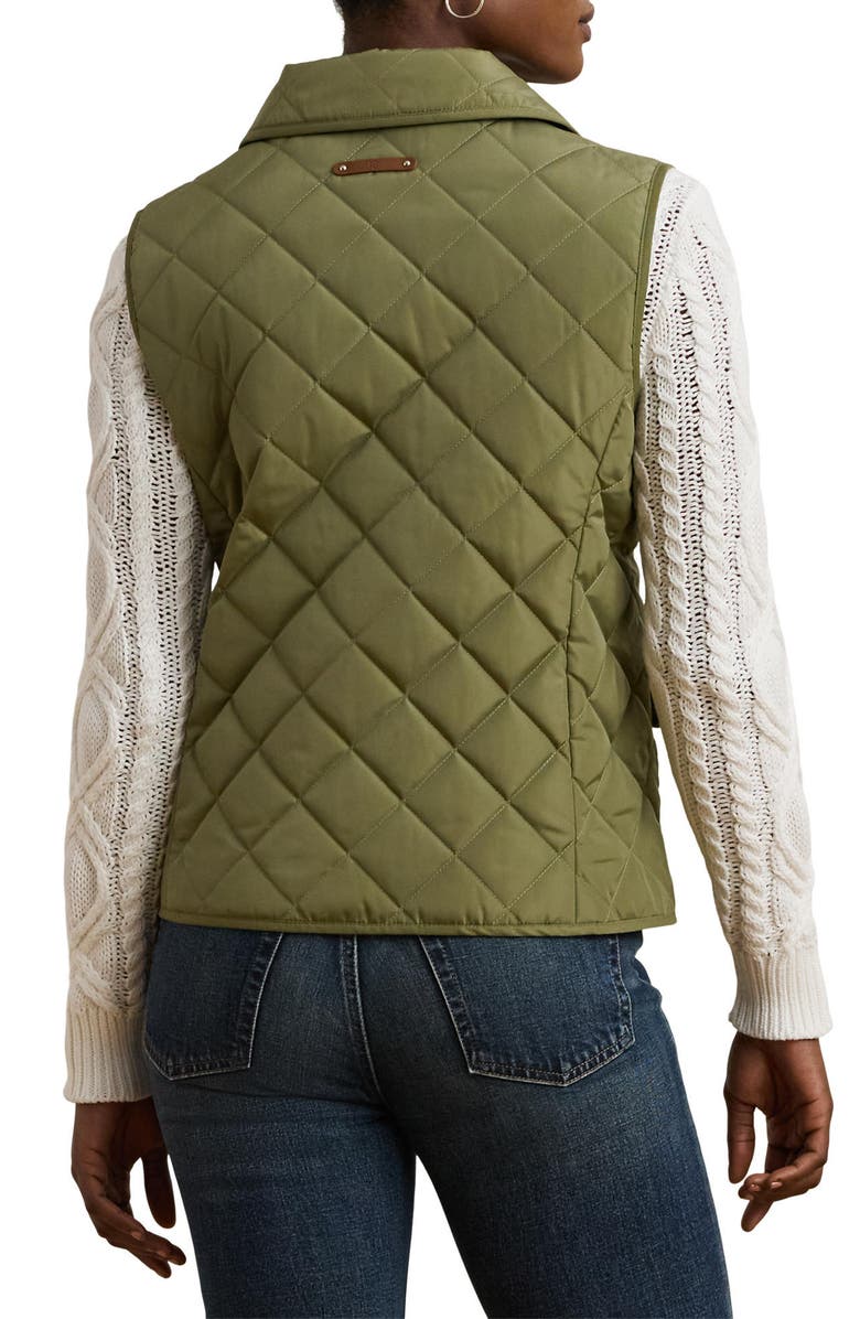 Lauren Ralph Lauren Crest Patch Quilted Vest, Alternate, color, Sage Green