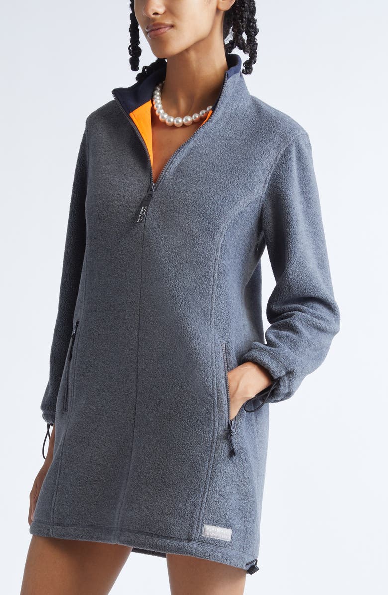 Sandy Liang Lamb Polar Fleece Minidress, Alternate, color, Grey