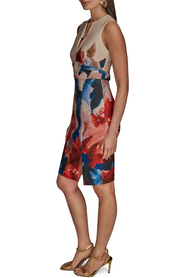 Keyhole Front Sleeveless Sheath Dress, Alternate, color, CINNAMON MULTI