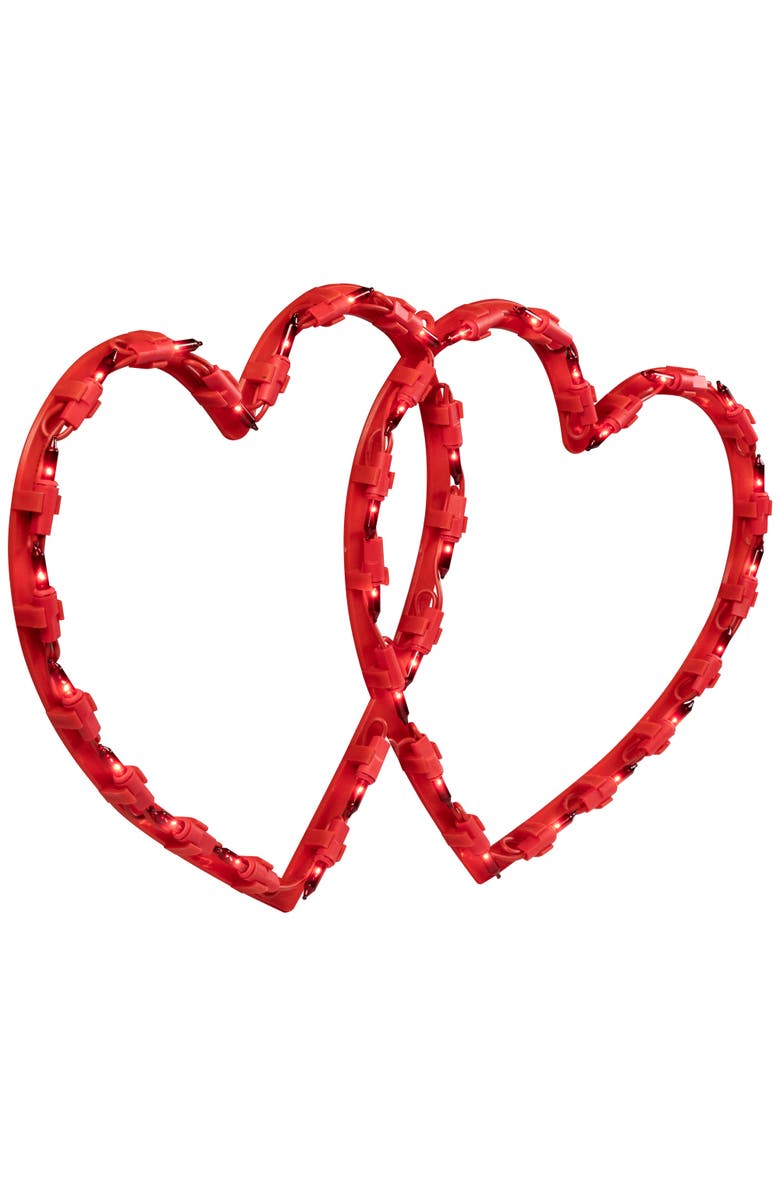 Northlight Lighted Double Heart Valentine's Day Window Silhouette - 17" - Red, Alternate, color, Red