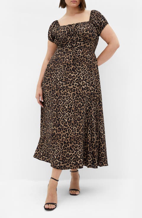 Abbigail Print Puff Sleeve Maxi Dress (Plus)