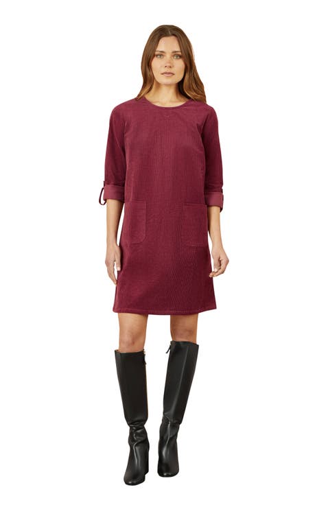 Cord Tunic Dress With Pockets