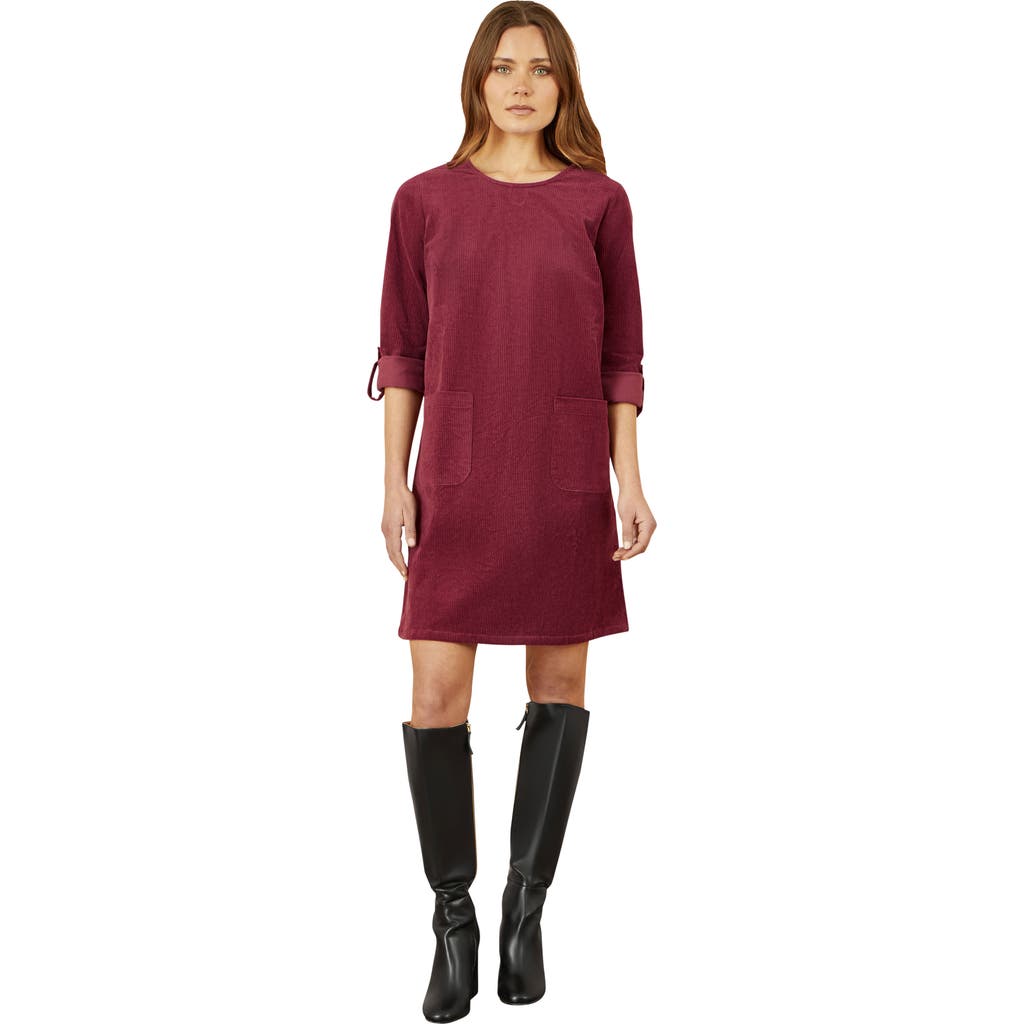 Yumi Cord Tunic Dress With Pockets In Brown